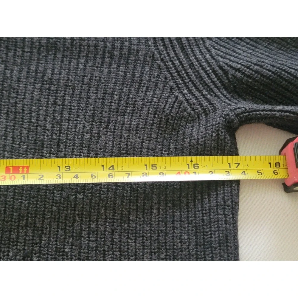 AllSaints Ribbed Zip Cardigan Mens XS Dark Gray Wool Blend Sweater Full Zip